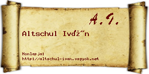 Altschul Iván névjegykártya